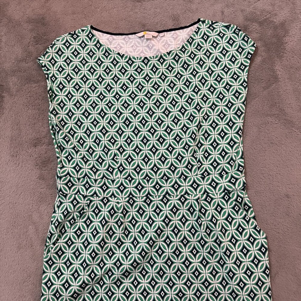 Boden Florrie Jersey Cotton Dress Gemoetric Pattern 12 Long 12L Tall - Picture 2 of 7